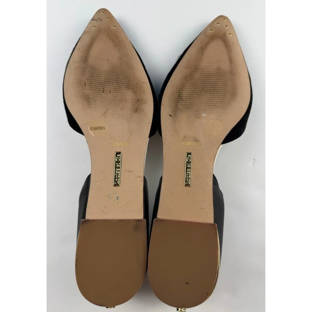 Louise et Cie Womens 8.5 Black Leather D'Orsay Flats Pointed Toe Tassels
